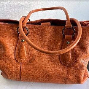 Rust Orange Pebbled Leather Tote - Made in Italy
